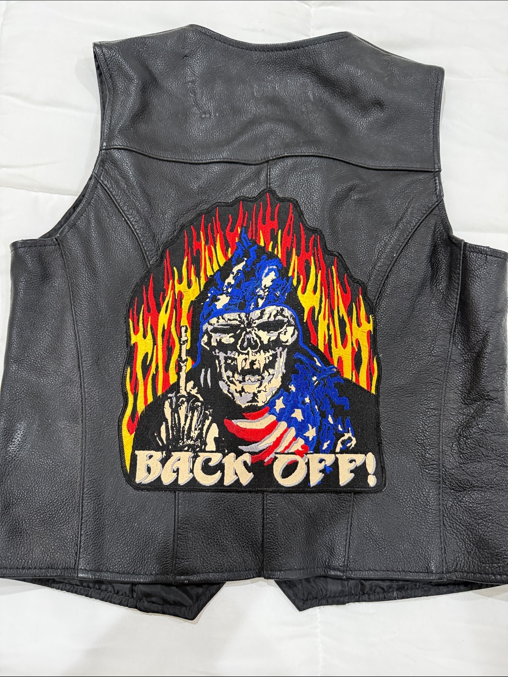 Womenâs Vintage Fmc Genuine Leather Biker Vest Motorcycle Patch Medium